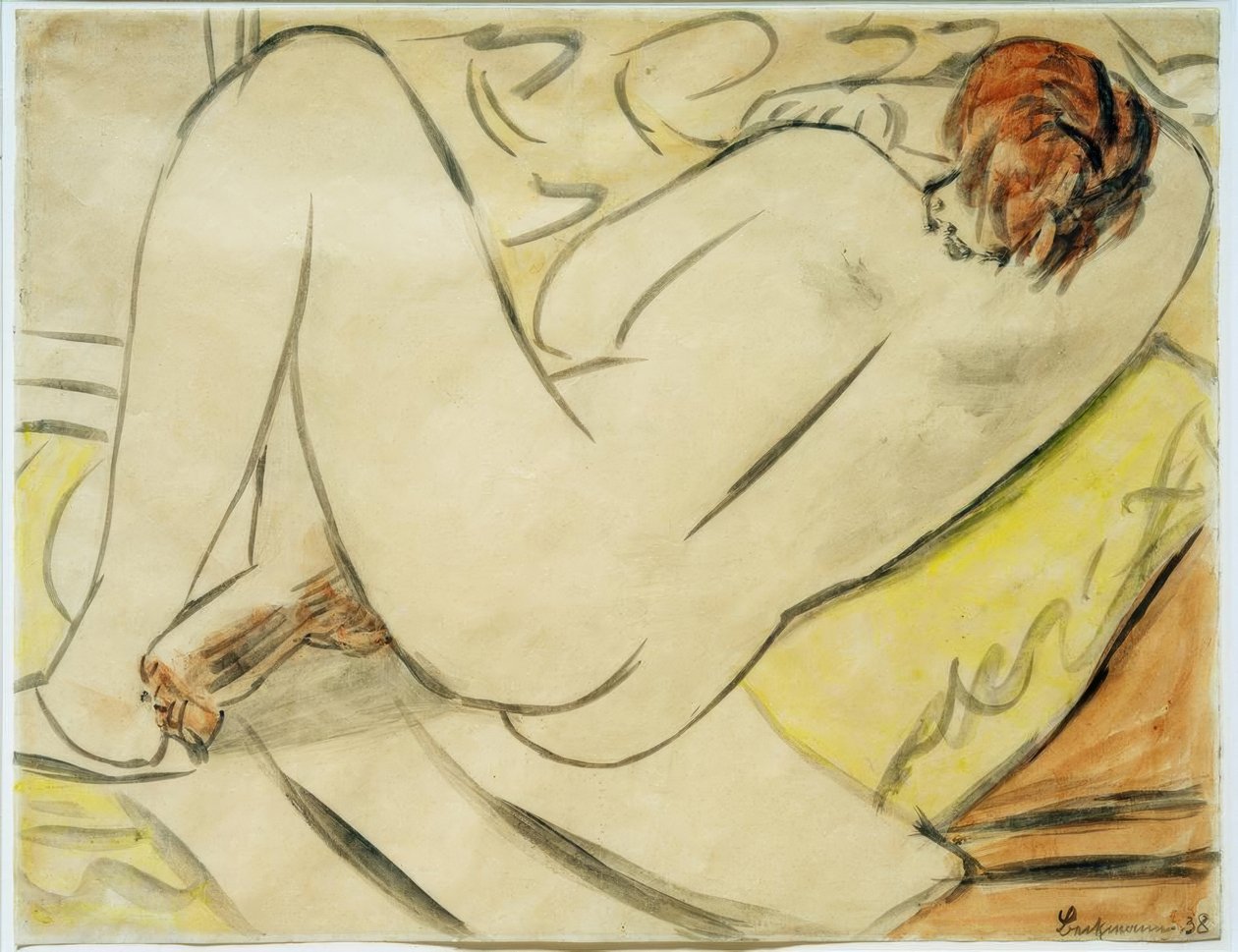 Naken bakifrån, liggande av Max Beckmann
