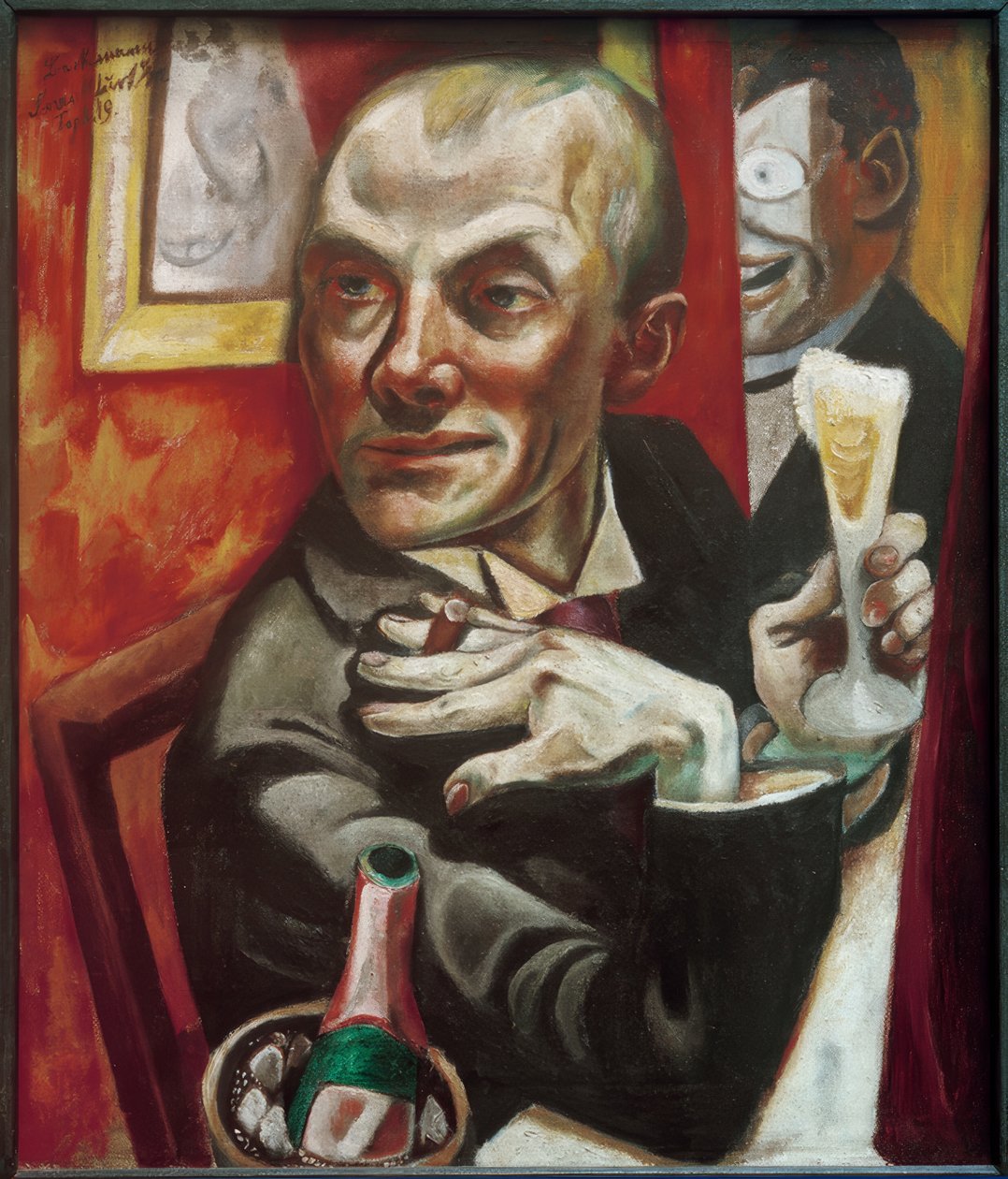 Självporträtt med champagneglas av Max Beckmann