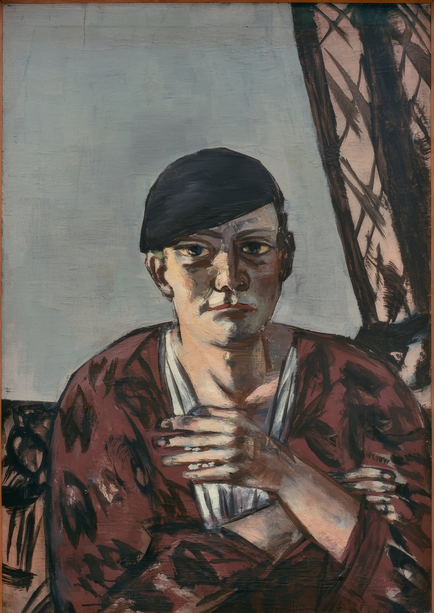 Självporträtt med svart keps av Max Beckmann