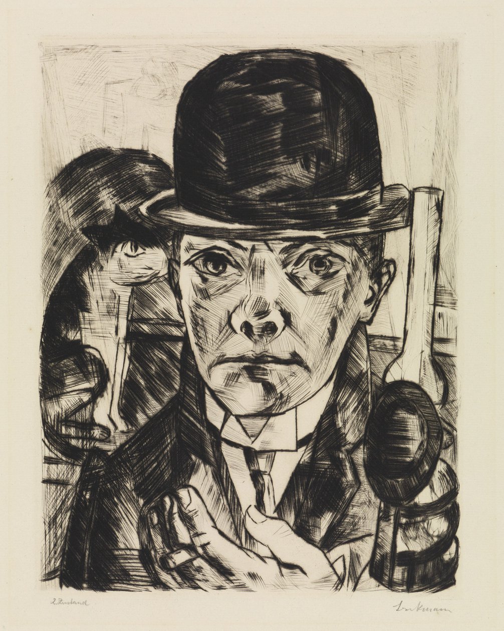 Självporträtt med styv hatt av Max Beckmann