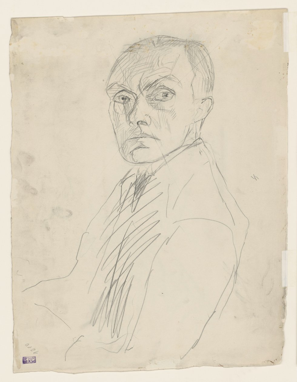 Självporträtt i halvprofil åt vänster (förkastat) av Max Beckmann