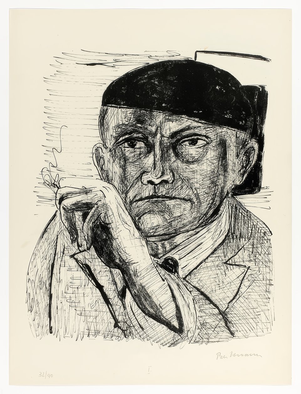 Självporträtt, tallrik ett från Day and Dream av Max Beckmann