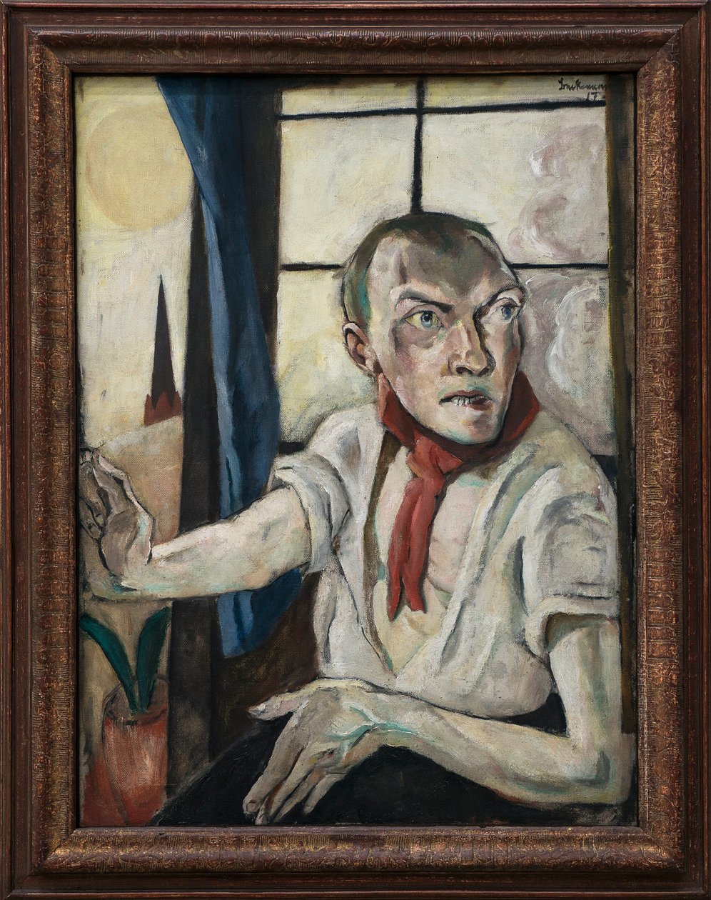 Självporträtt med röd halsduk av Max Beckmann