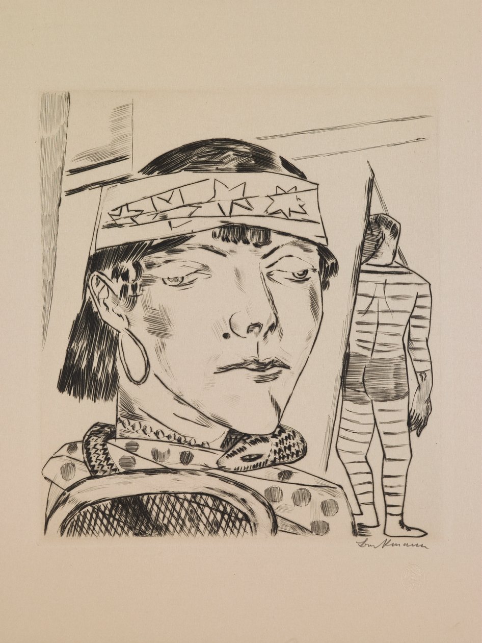 Snake Lady, tallrik 10 från portföljen "Annual Fair" av Max Beckmann