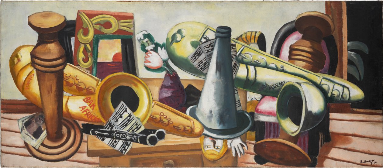 Stilleben med saxofoner av Max Beckmann