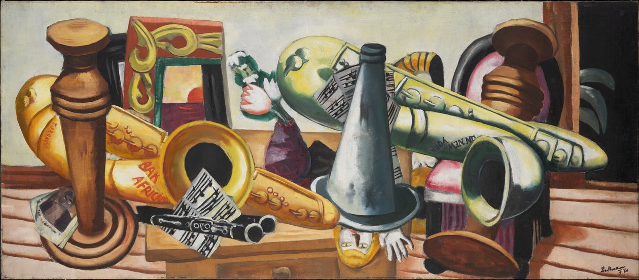 Stilleben med saxofoner av Max Beckmann