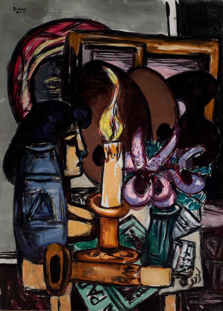Stilleben med två stora stearinljus av Max Beckmann