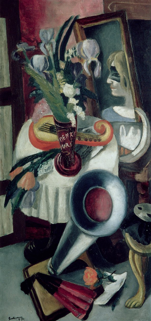 Stilleben med grammofon och iris av Max Beckmann