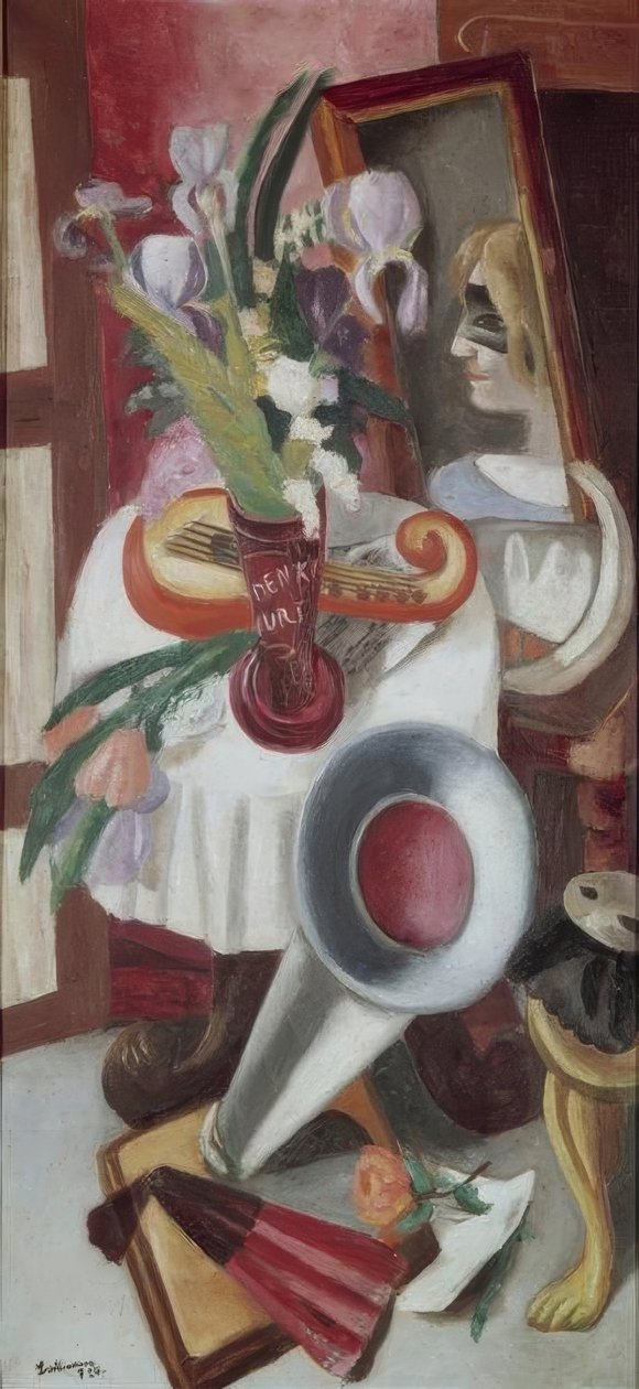 Stilleben med grammofon och irisar av Max Beckmann