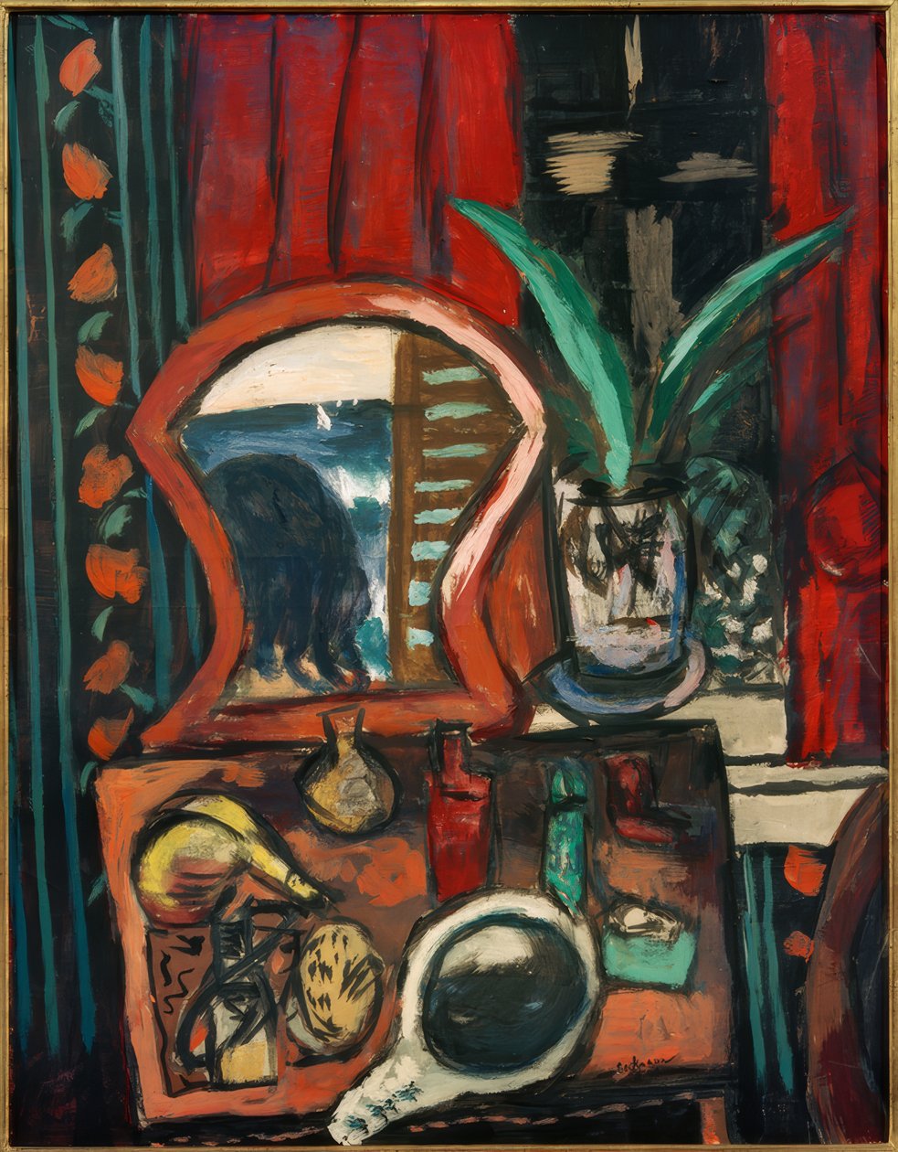 Stilleben med ett sminkbord av Max Beckmann
