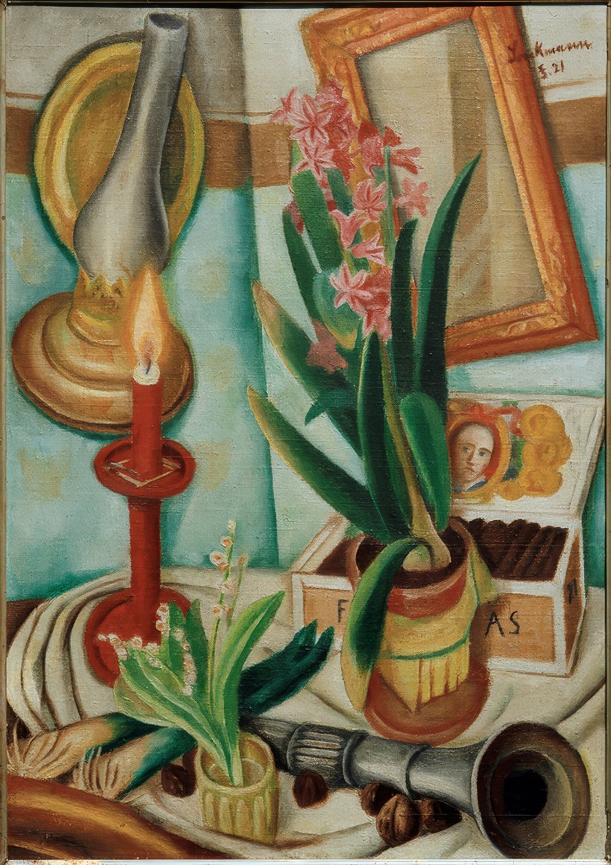 Stilleben med ett brinnande ljus av Max Beckmann