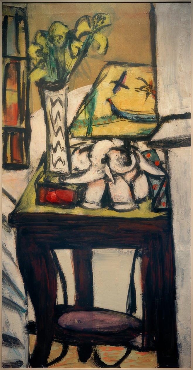 Stilleben med nattlampa av Max Beckmann