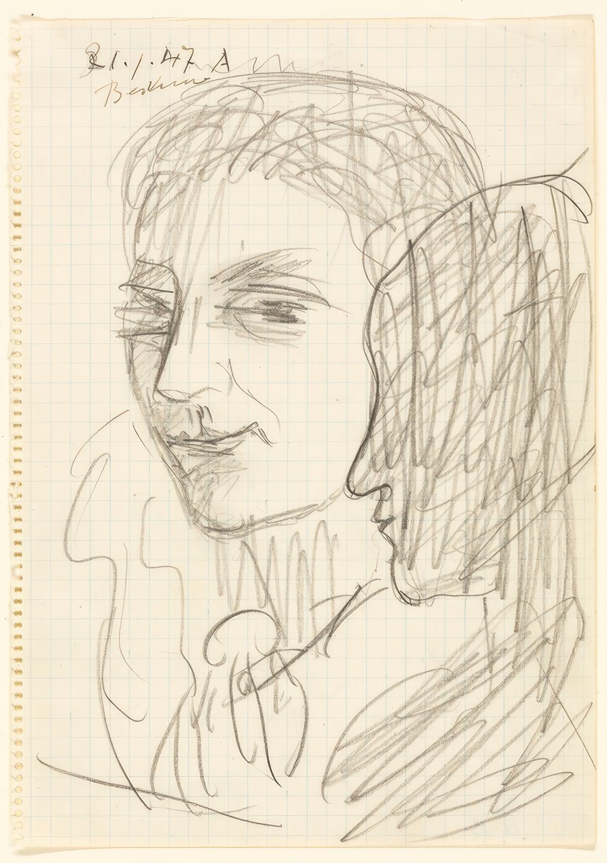 Studie av två huvuden av Max Beckmann