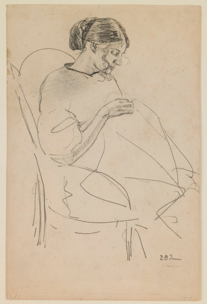 Studie av en kvinna som syr av Max Beckmann