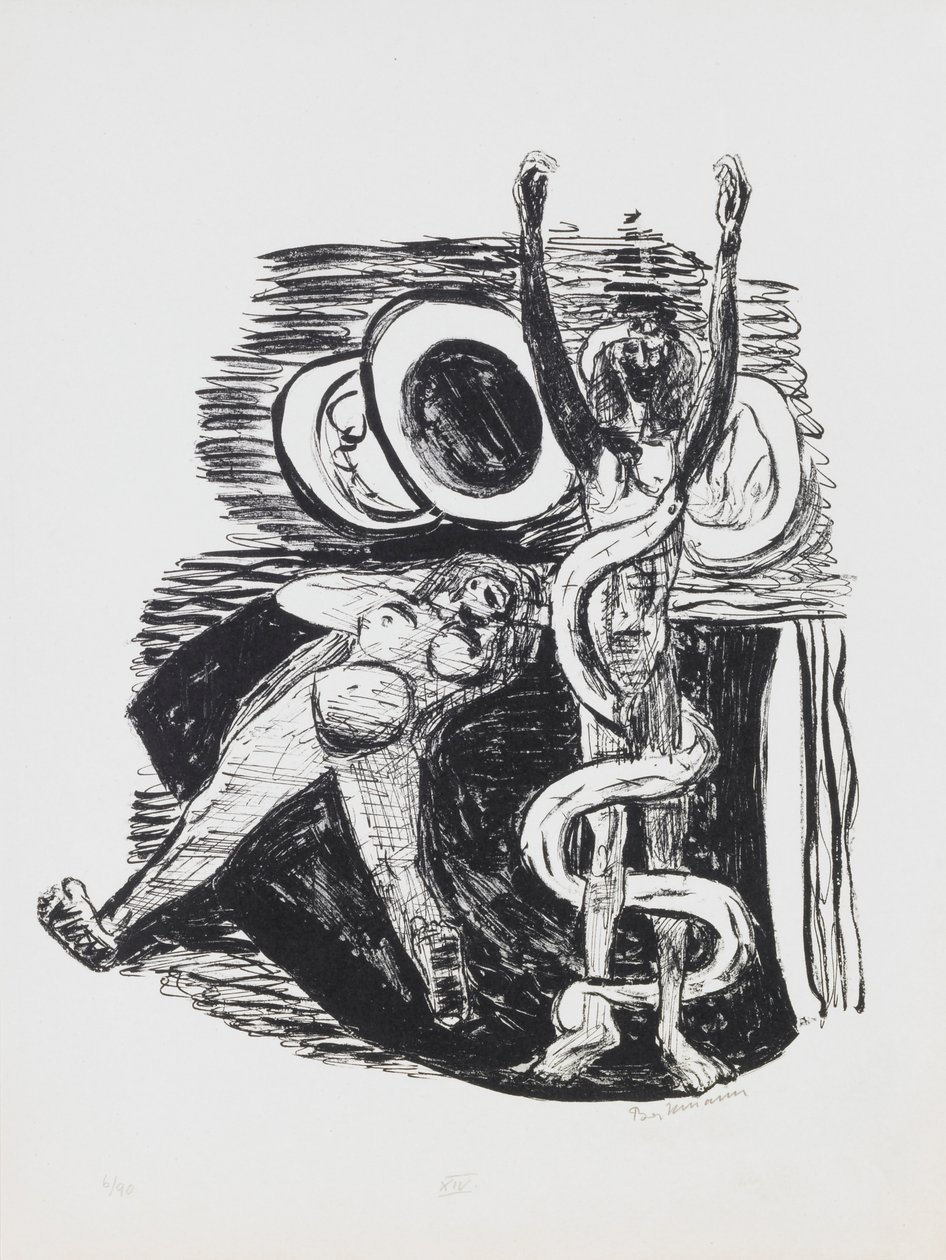 The Fall of Man, tallrik 14 från portföljen "Day and Dream" av Max Beckmann