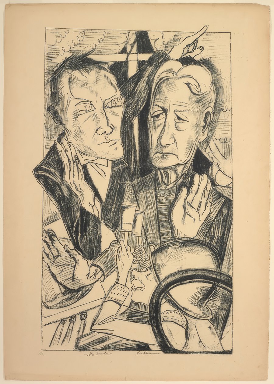 Familjen, tallrik elva från Die Hölle av Max Beckmann