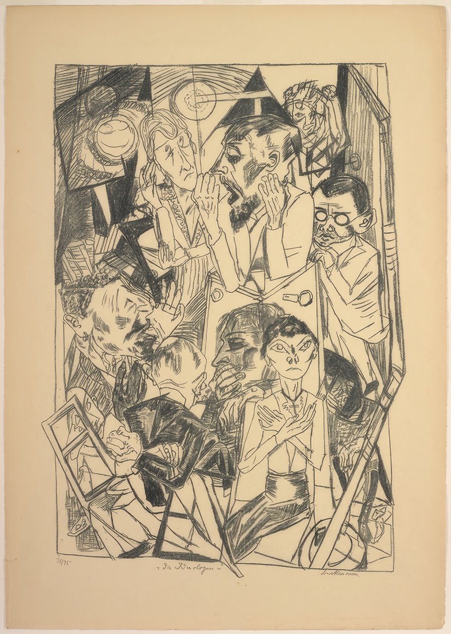 Ideologerna, tallrik sex från Die Hölle av Max Beckmann
