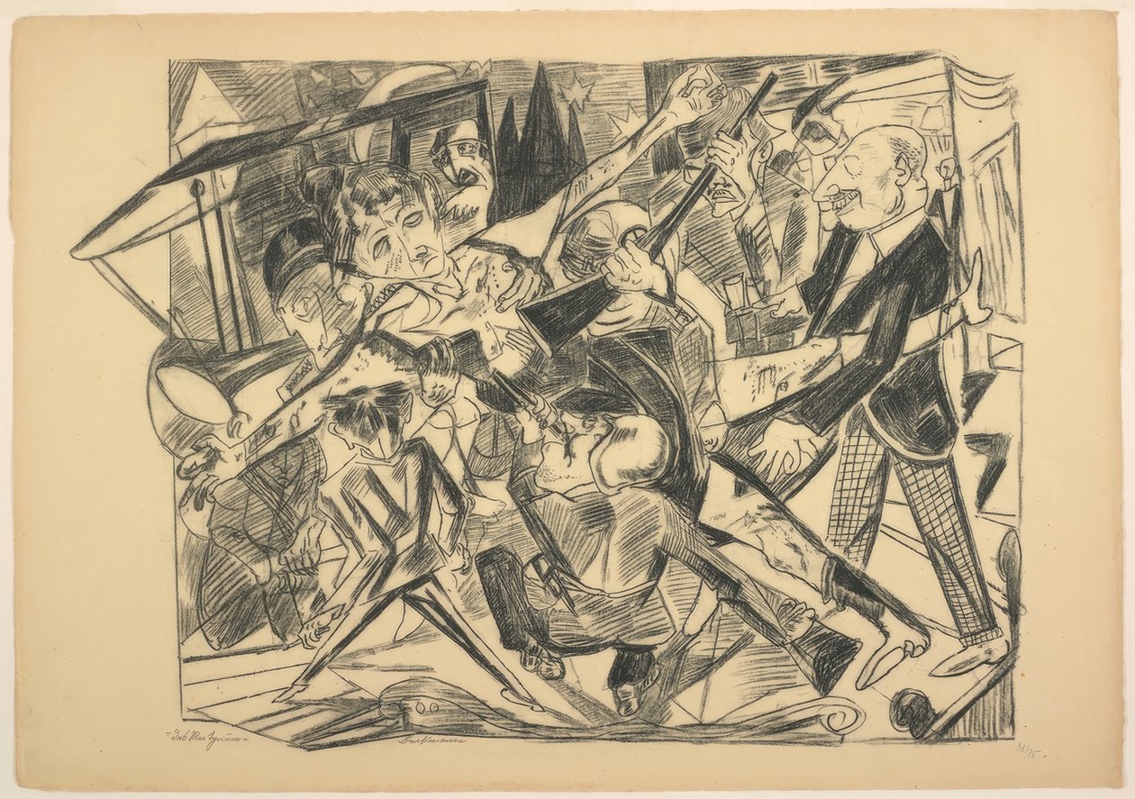 Martyrskapet, tallrik fyra från Die Hölle av Max Beckmann
