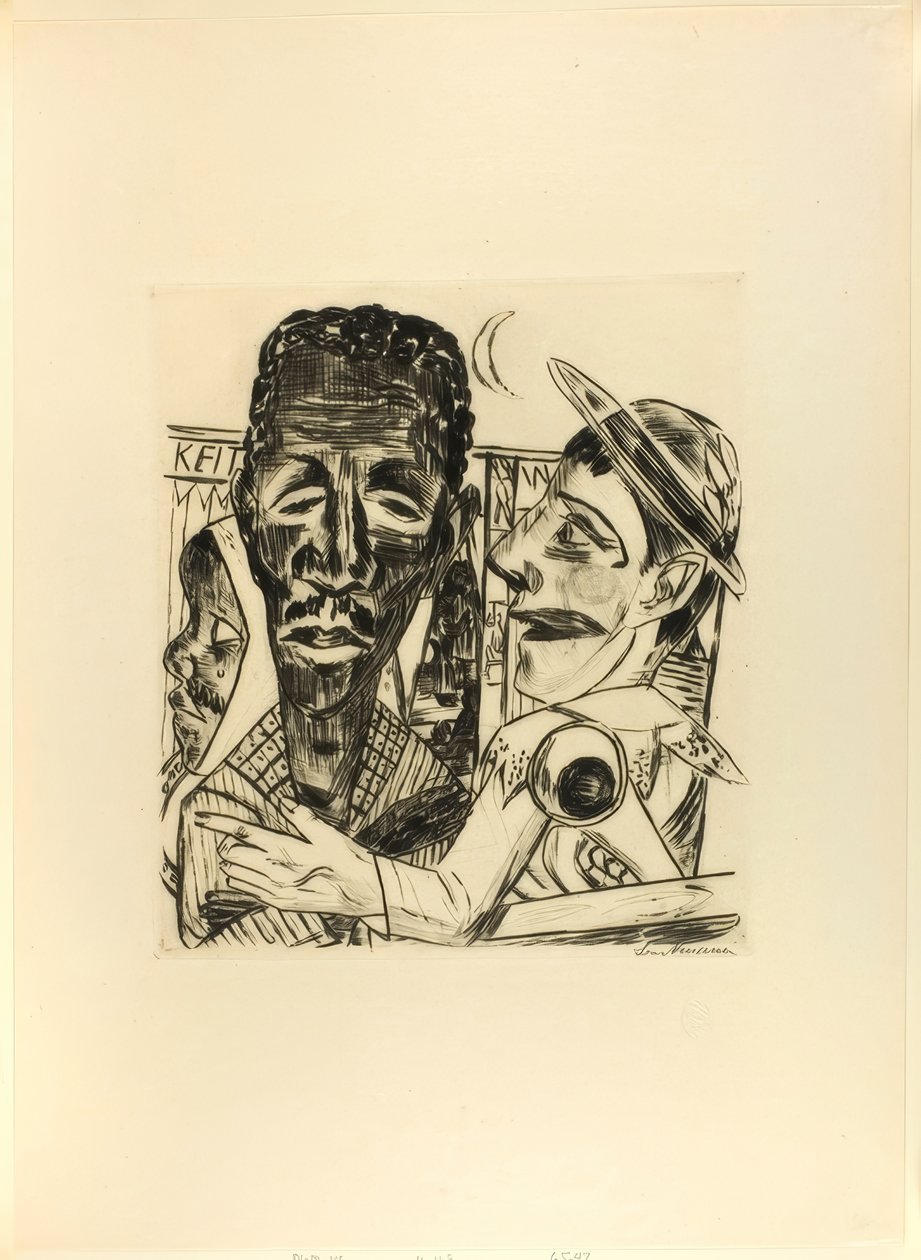 Negern, tallrik sex från Jahrmarkt av Max Beckmann