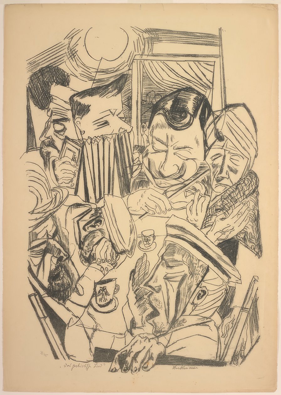 Fosterlandssången, tallrik nio från Die Hölle av Max Beckmann