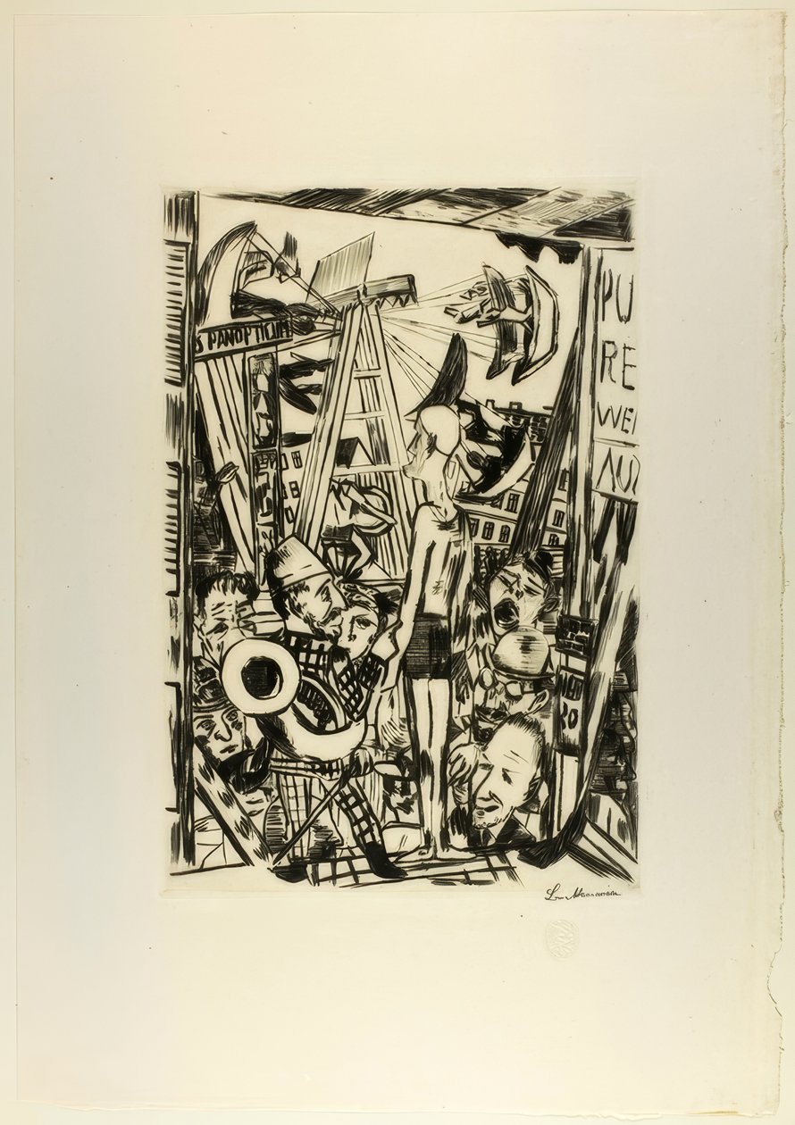 The Tall Man, tallrik fem från Jahrmarkt av Max Beckmann