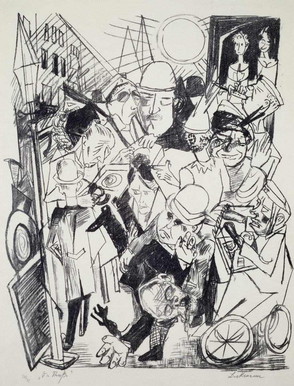 Gatan, av Max Beckmann (1884-1950), gravyr. Tyskland, 1900-talet. av Max Beckmann
