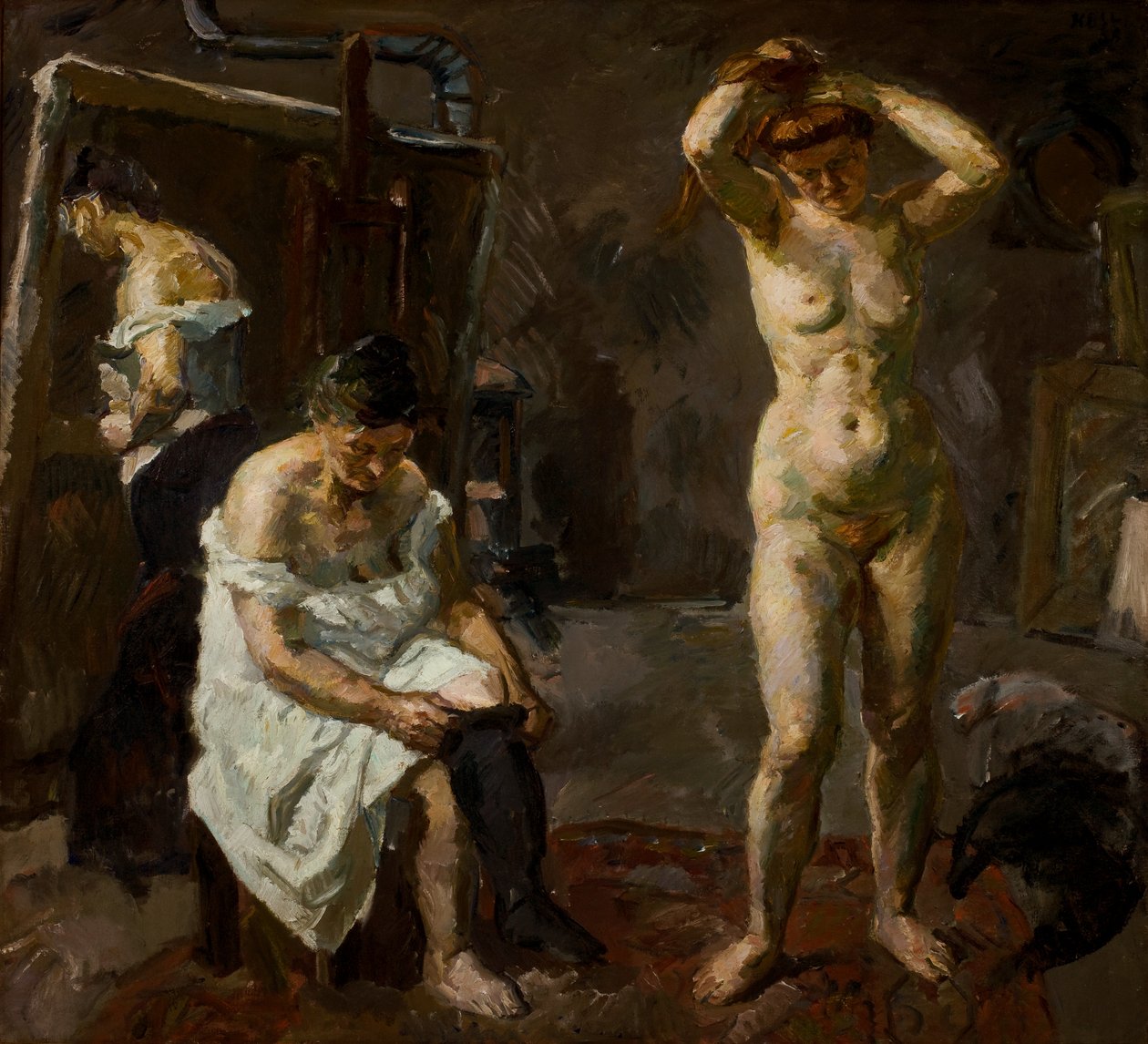 Tre kvinnor i studion av Max Beckmann