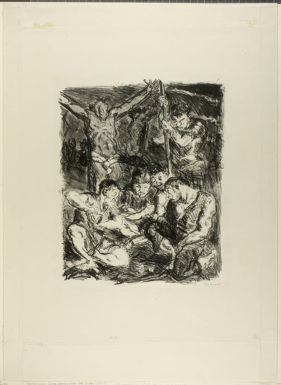 Kasta tärningar före korset, plåt sex från Sex Nya Testamentets litografier av Max Beckmann