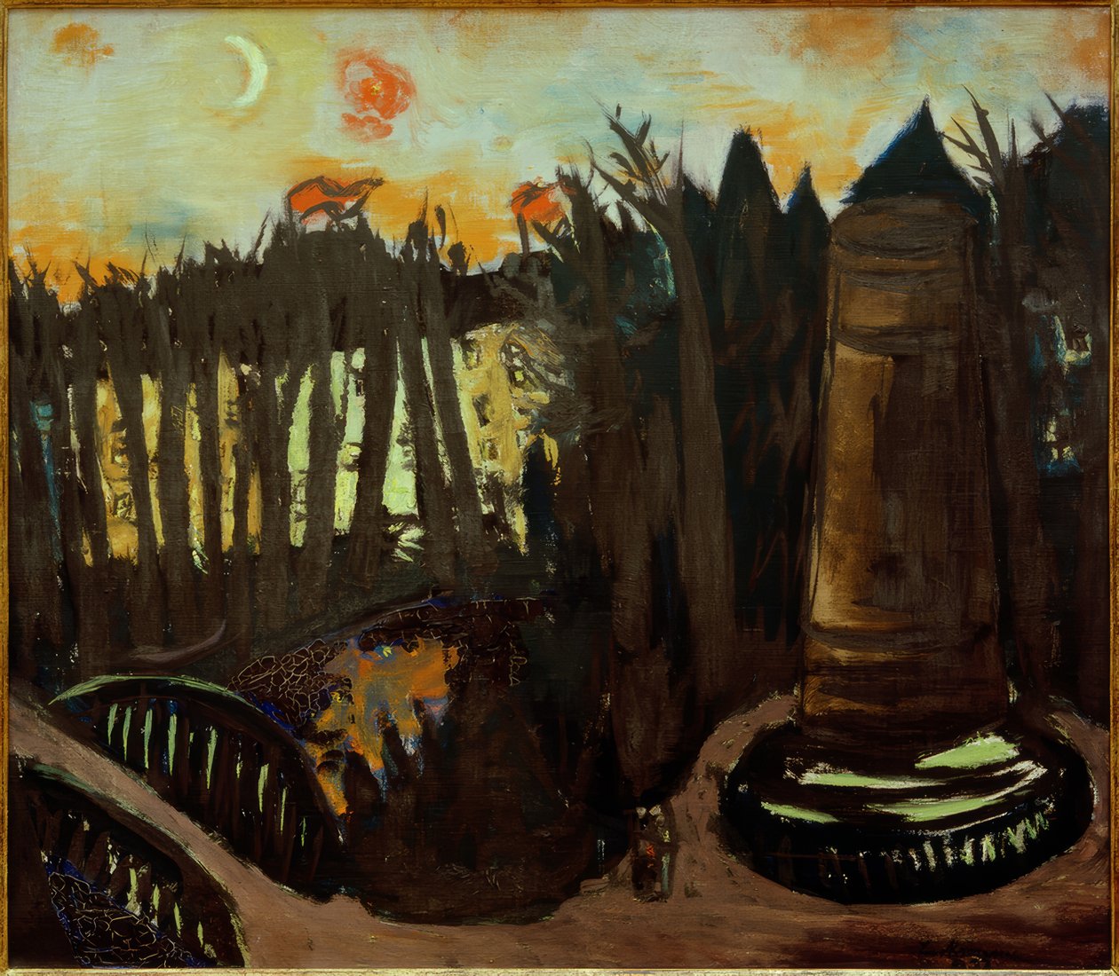 Tiergarten på natten med röd himmel av Max Beckmann