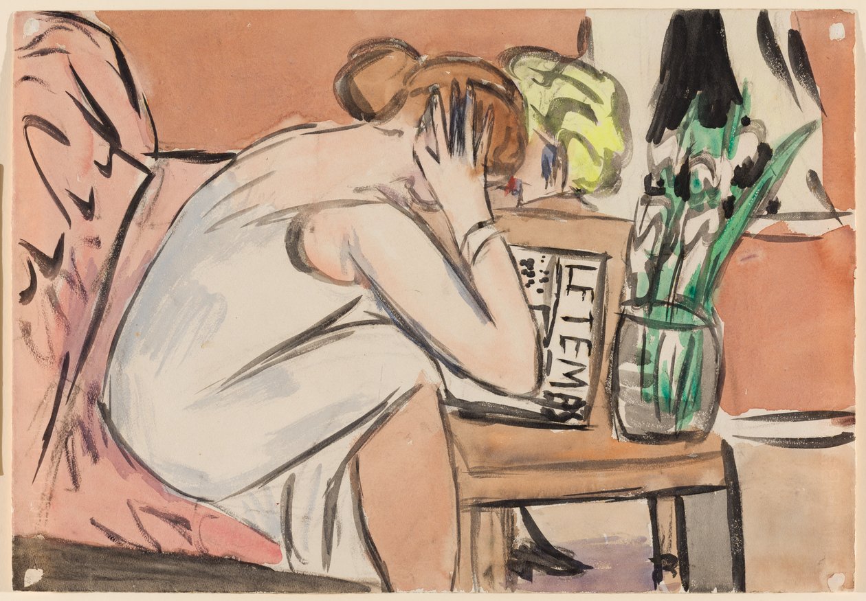 Två flickor som läser av Max Beckmann