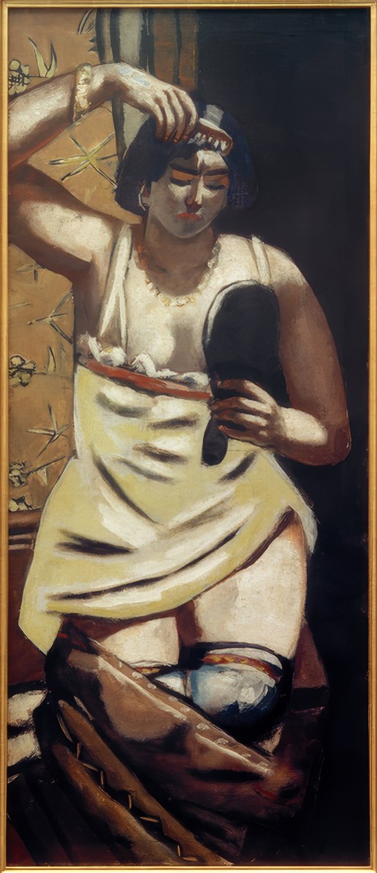 Zigenare, naken med spegel av Max Beckmann