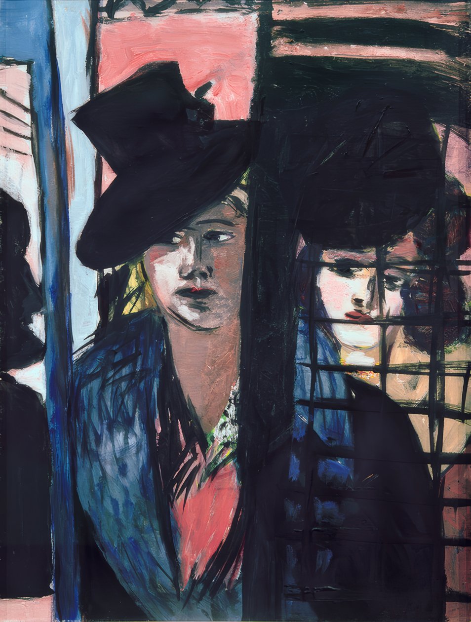 Två kvinnor (i glasdörr) av Max Beckmann