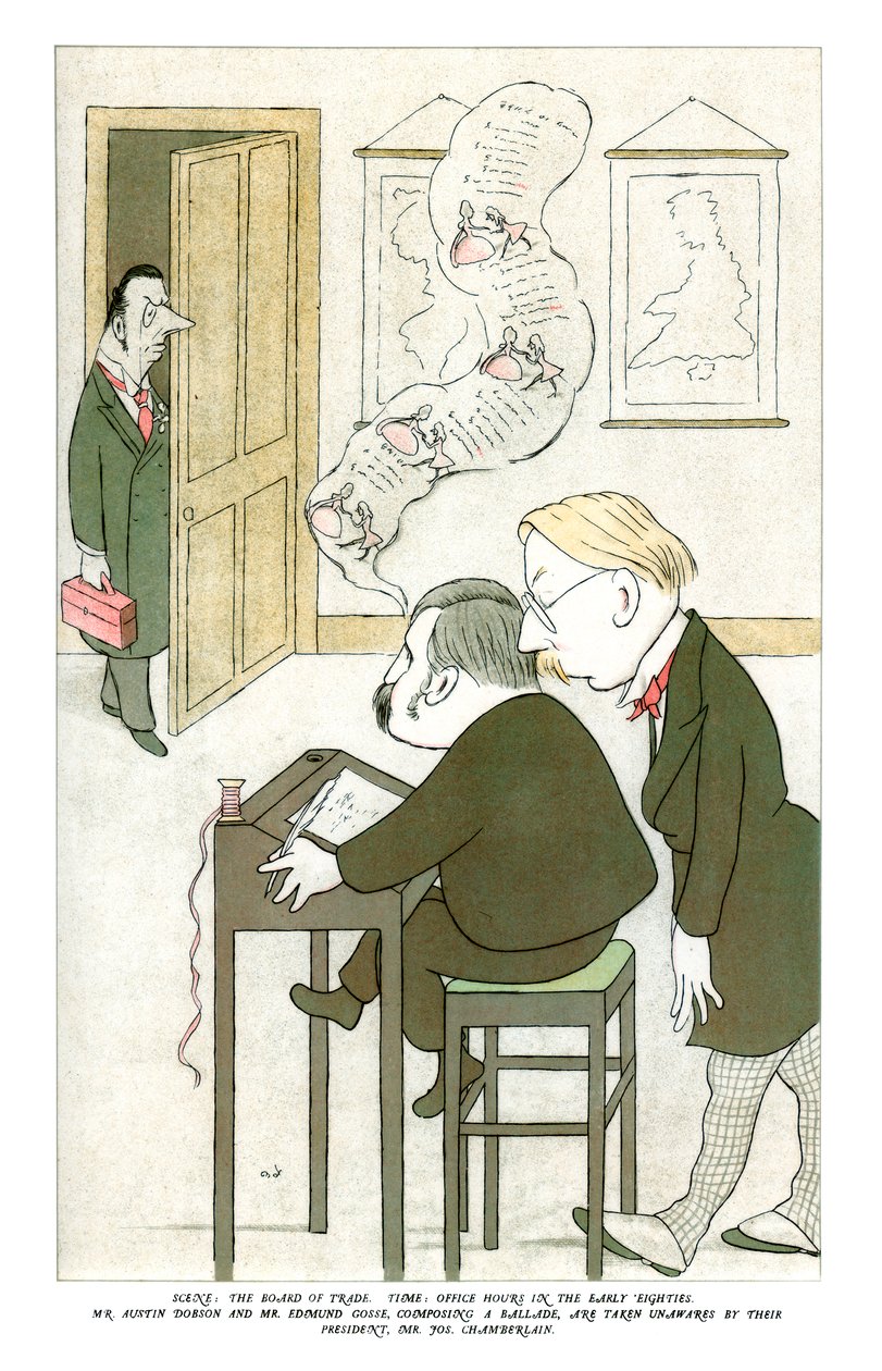 Mr Austin Dobson och Mr Edmund Gosse Composing a Ballade, 1904 av Henry Maximilian Beerbohm