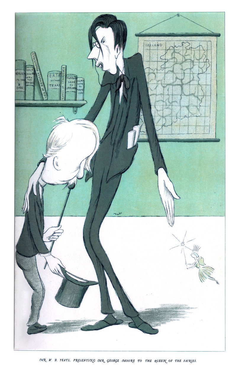 Mr WB Yeats, presenterar Mr George Moore för Queen of Fairies, 1904 av Henry Maximilian Beerbohm