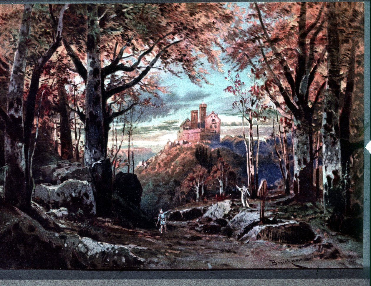 Dekor för "" Tannhauser", opera av Richard Wagner. Scenografi av Bruckner av Max Bruckner