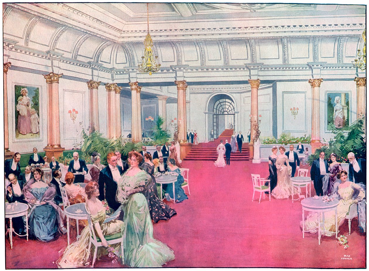 Foajén på Savoy Restaurant, London, 1905. av Max Cowper