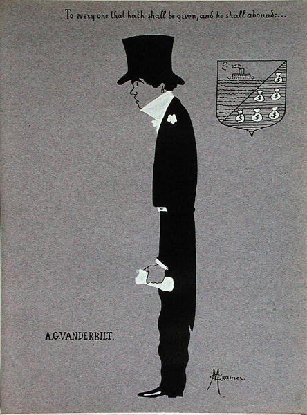 Karikatyr av Alfred Gwynne Vanderbilt (1877-1915), från "Millionaires of America" av Max Cramer