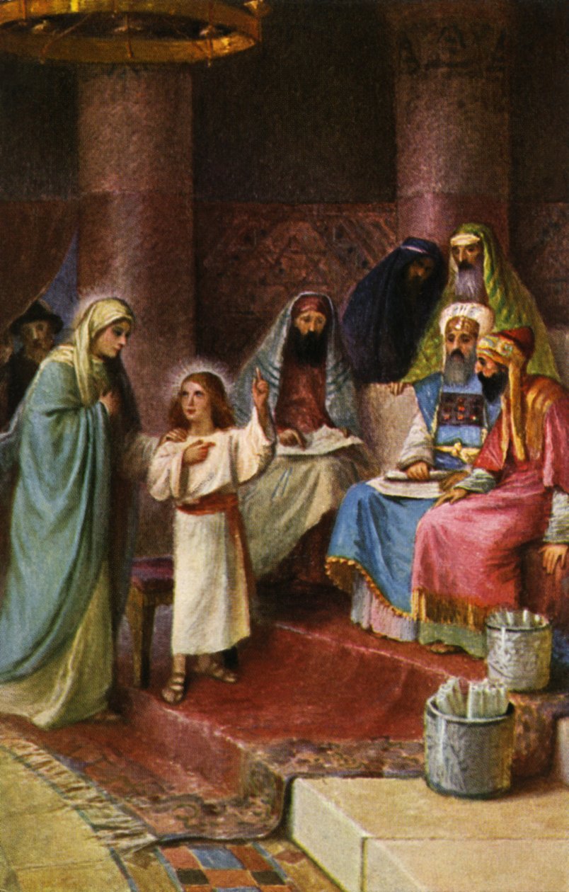 Hannah tar Samuel till Eli i templet (tryck) av Max Hirmer