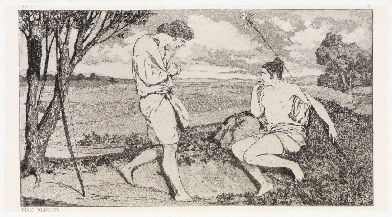 Apollo och Daphne I (Räddningar av ovidianska offer, opus II, blad 10) av Max Klinger