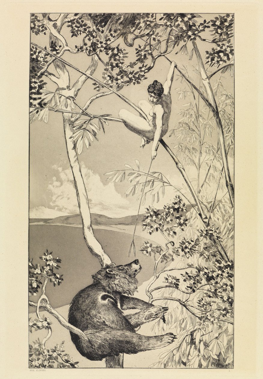 Björn och älva (Intermezzi, opus IV, blad 1) av Max Klinger