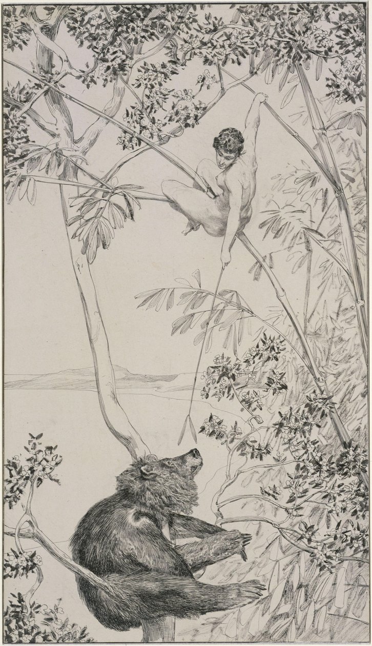 Björn och älva, förstudie till Opus IV, blad 1 (Singer 52) av Max Klinger