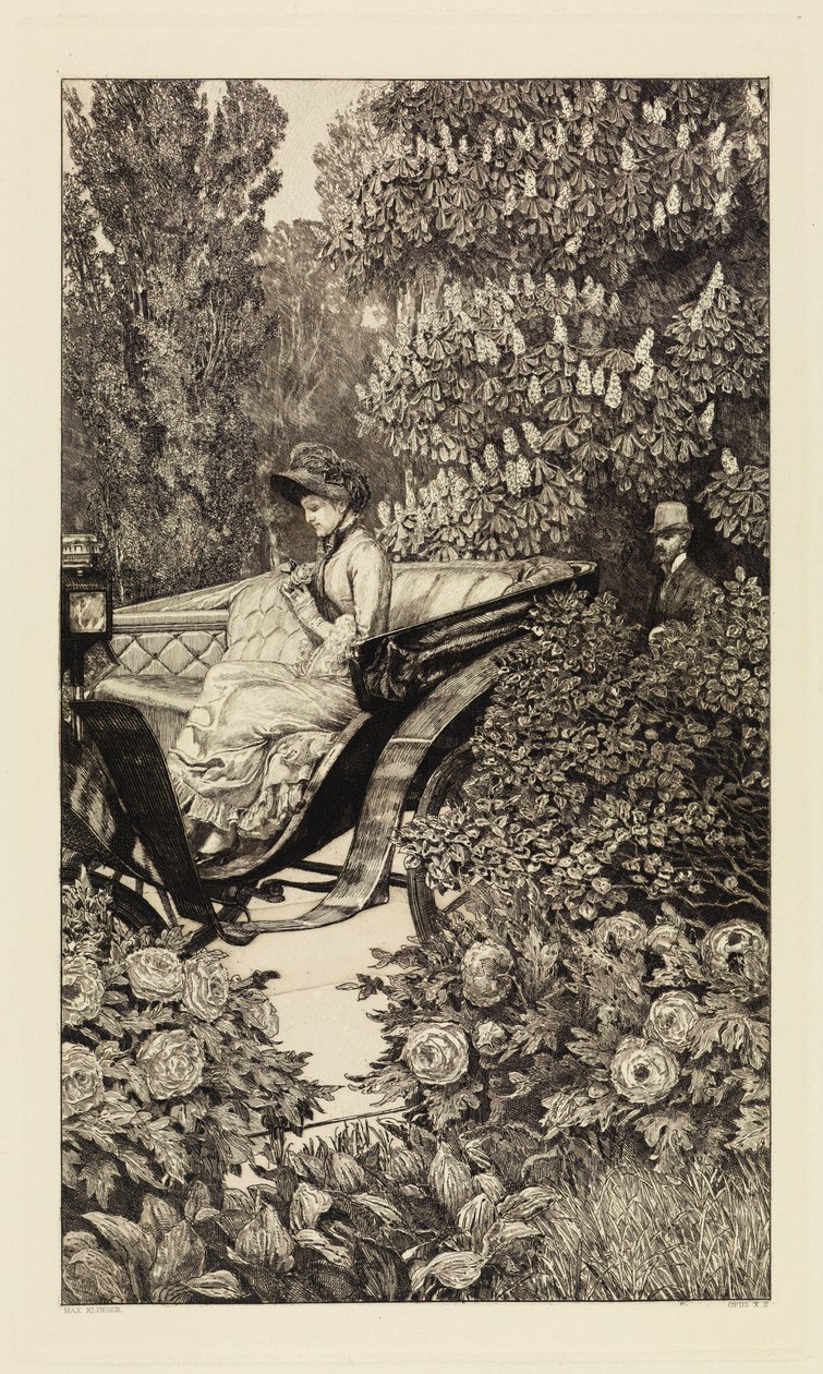 Mötet (Det första mötet) (En kärlek, Opus X, blad 2) av Max Klinger
