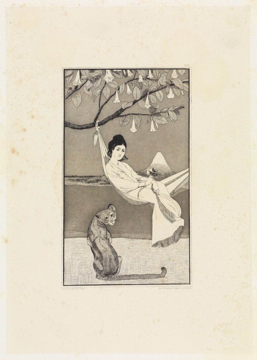 Dolce far niente (Siesta II) (Etsade skisser, opus I, blad 8) av Max Klinger