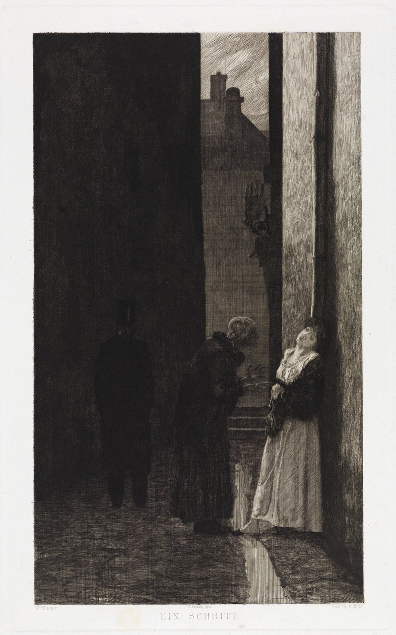 Ett steg (Dramer, Opus IX, blad 2) av Max Klinger