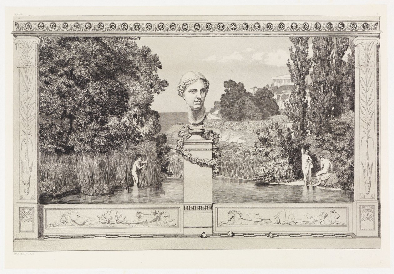 Evocation (titelsida / tilläggsblad) (Räddningar av ovidiska offer, Opus II, blad 1a) av Max Klinger