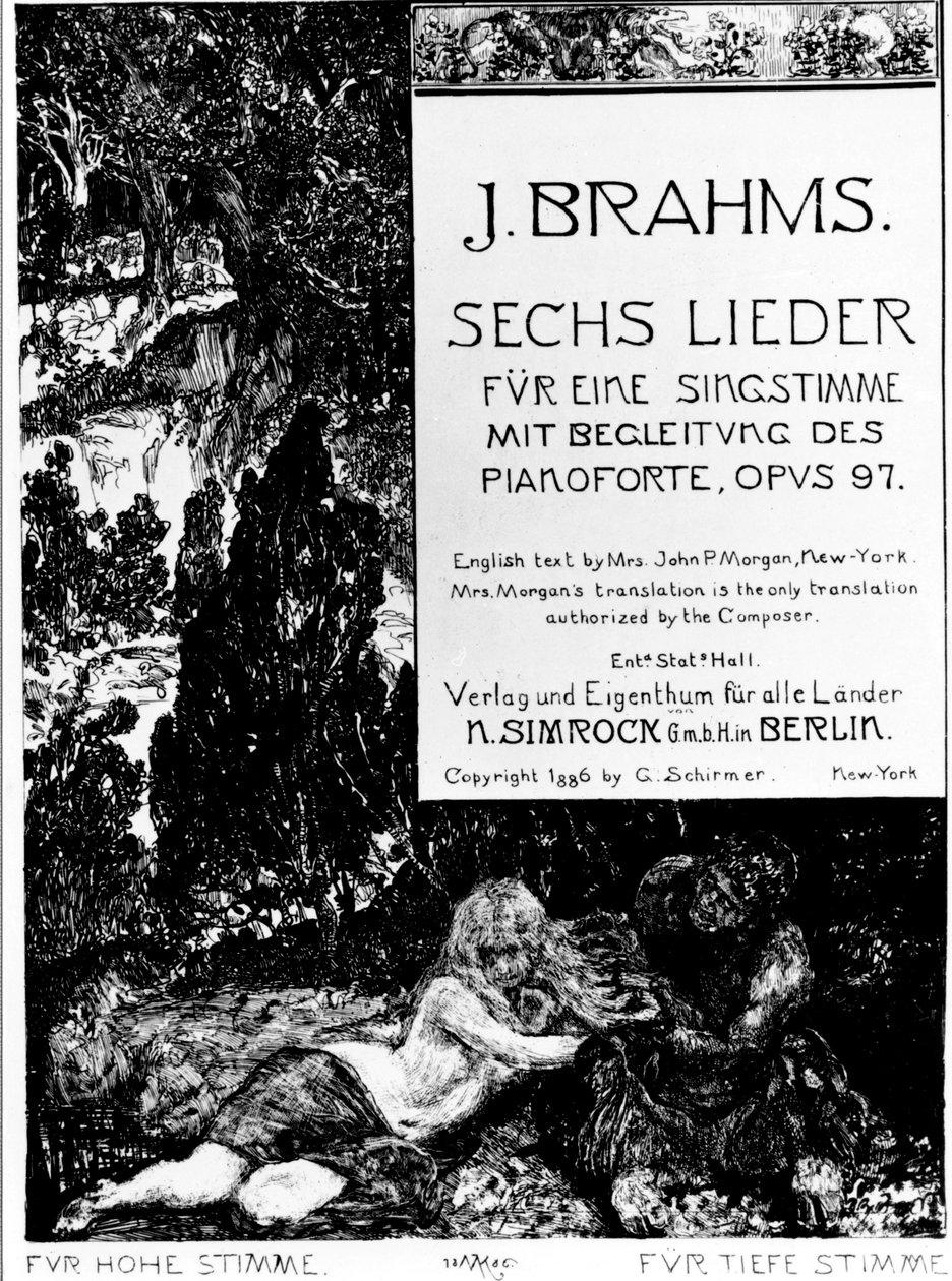 Frontispice till "Sex Lieder opus 97" (Sex Songs opus 97) av Johannes Brahms (1833-1897) av Max Klinger