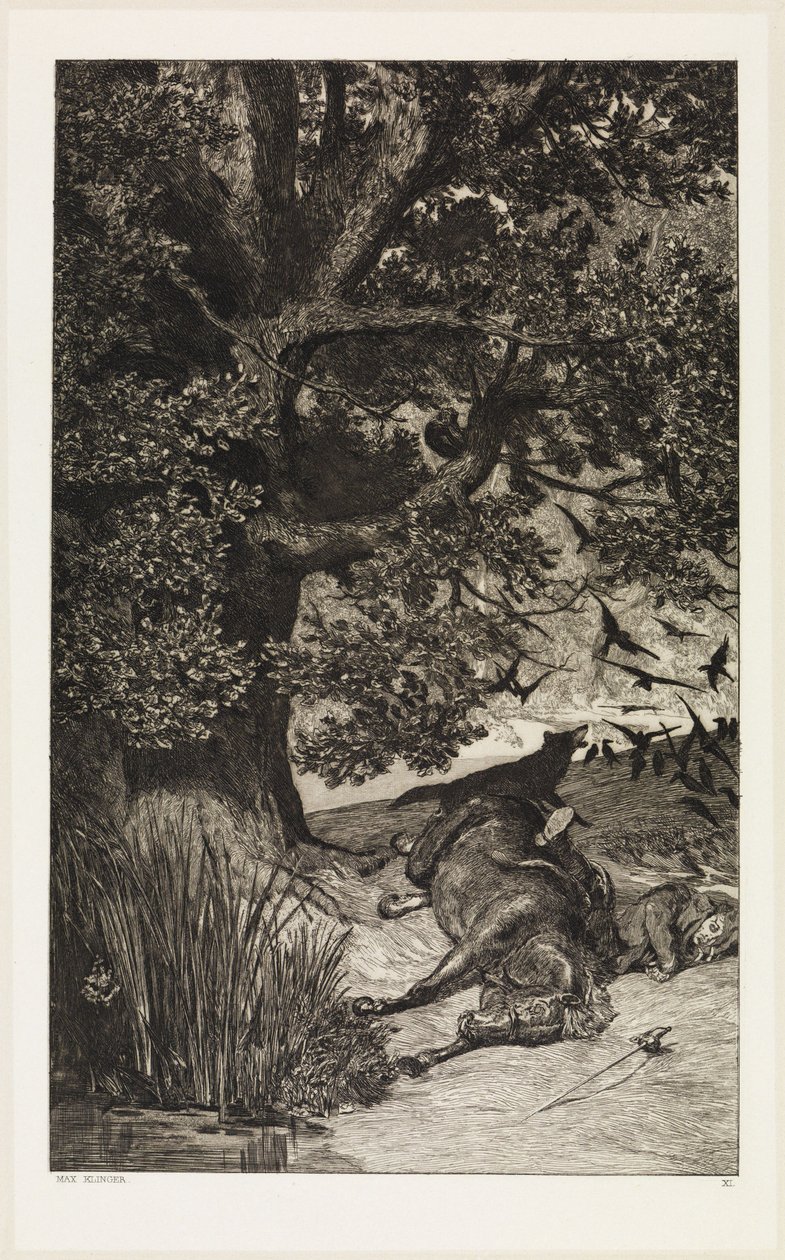 Fallen ryttare (Intermezzi, opus IV, blad 11) av Max Klinger