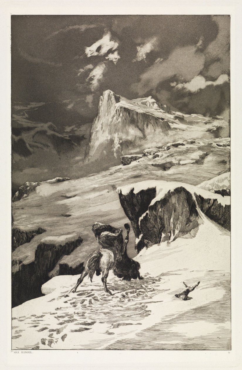 Kämpande kentaurer (Intermezzi, opus IV, blad 5) av Max Klinger