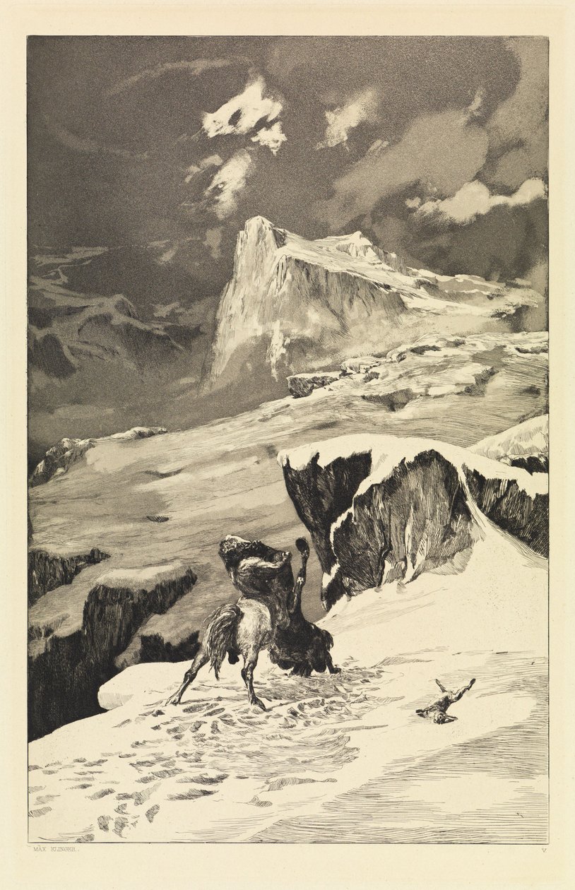 Kämpande kentaurer (Intermezzi, opus IV, blad 5) av Max Klinger