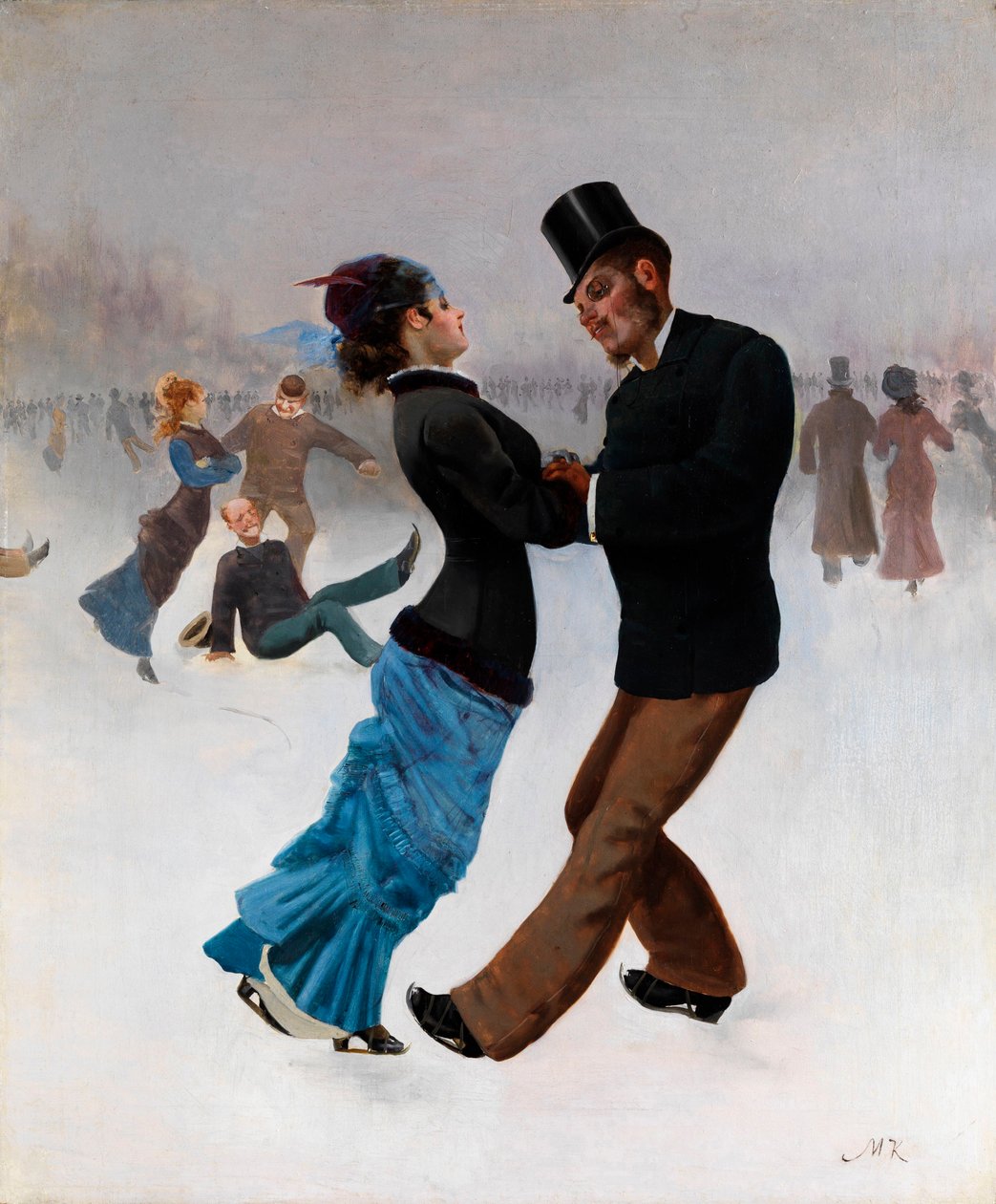 The Skaters - Målning av Max Klinger (1857-1920), cirka 1920 - Skridskoåkare - Olja på duk av Max Klinger (1857-1920) c1920 66x54 cm Privat samling av Max Klinger